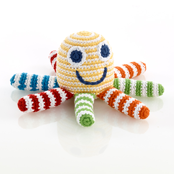 Octopus rattle - yellow
