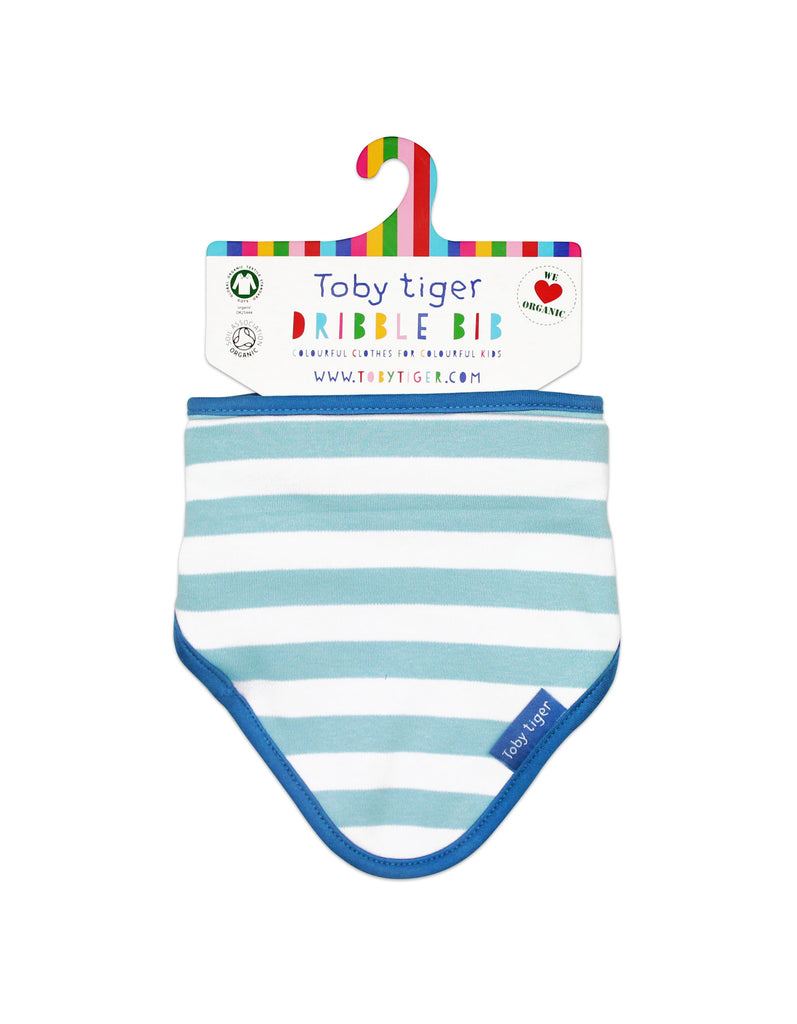 Toby Tiger Organic Blue Stripe Dribble Bib