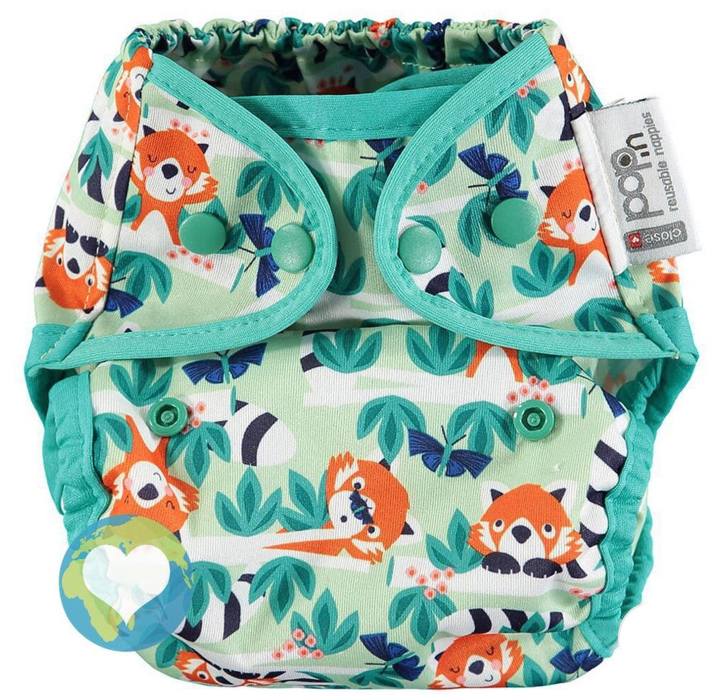 Close Pop-in Single Printed Reusable Popper Nappy +bamboo - Endangered Jungle Collection - Red Panda