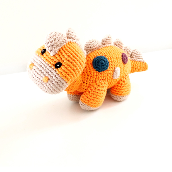 Dinosaur rattle – Steggi soft orange
