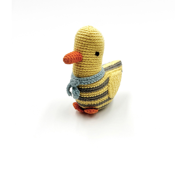 Duck stripey rattle - yellow