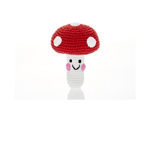 Friendly toadstool rattle - red