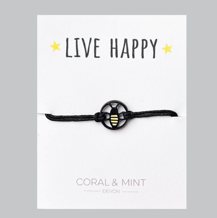 Live Happy - Bee Charm Bracelet