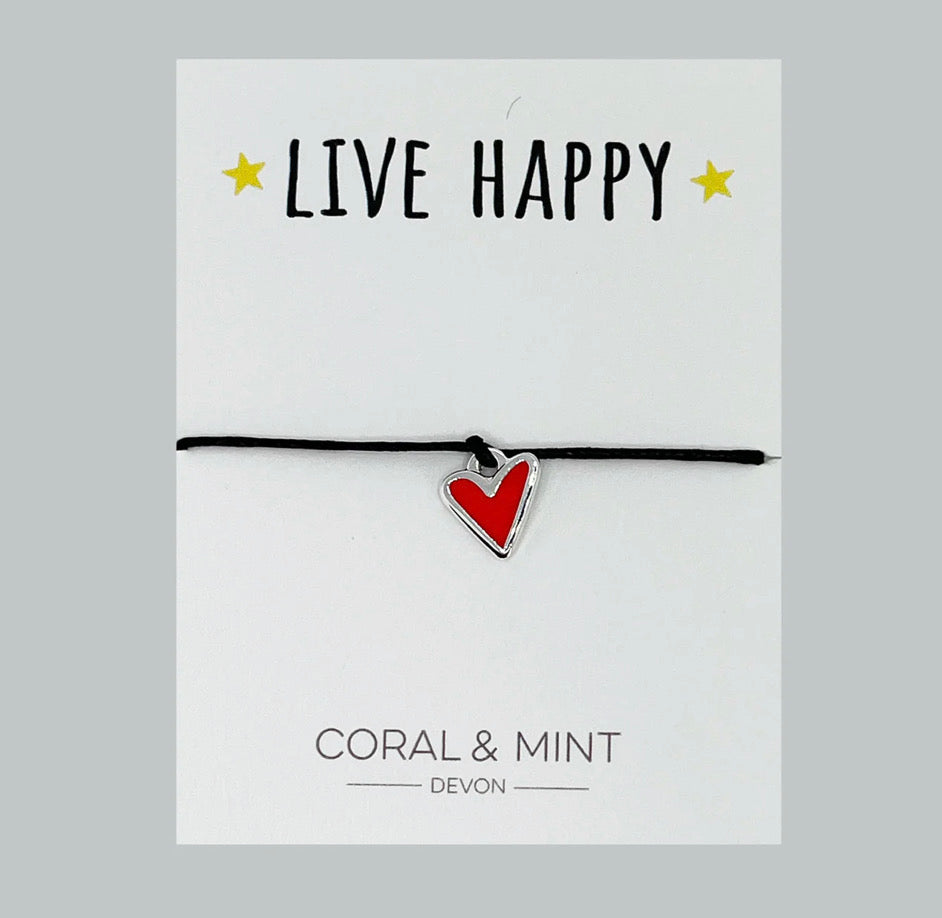 Live Happy - Heart Charm Bracelet