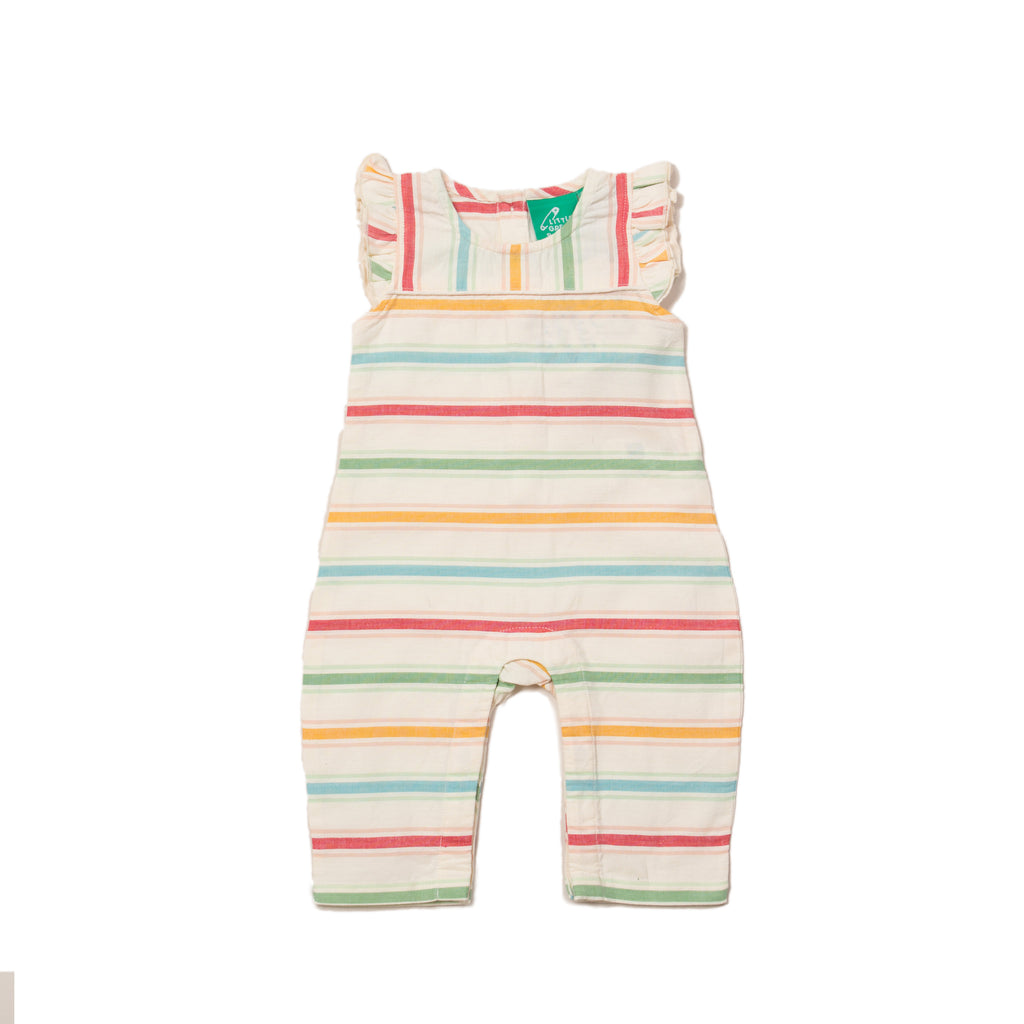Little Green Radicals Rainbow Stripe Frill Romper