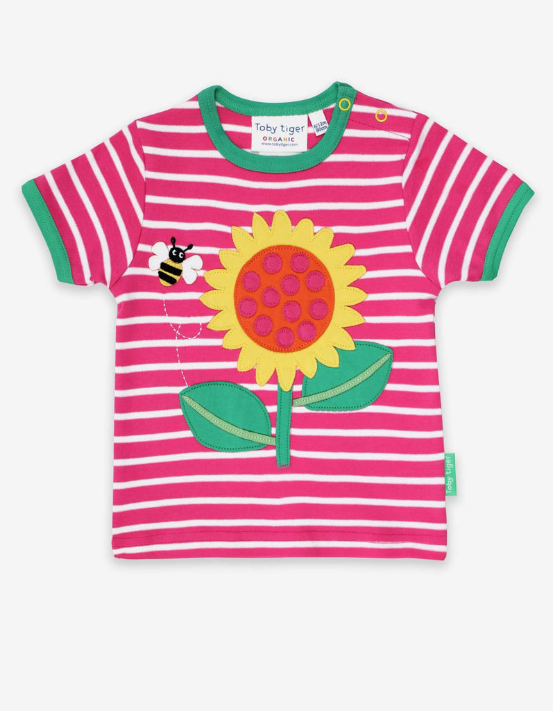 Toby Tiger Organic Sunflower Applique T-shirt