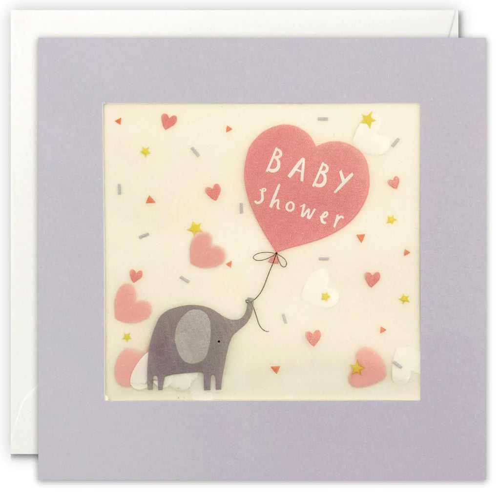 Elephant Baby Shower Card with Paper Confetti