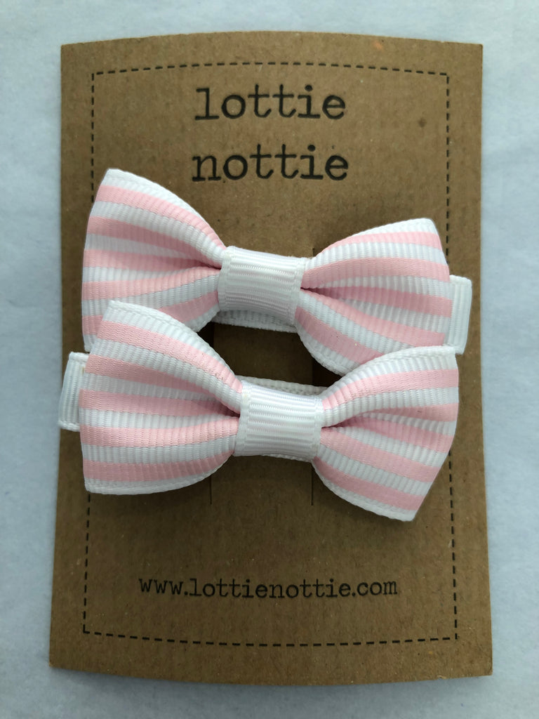 Striped Bows Pink - Hair Clips