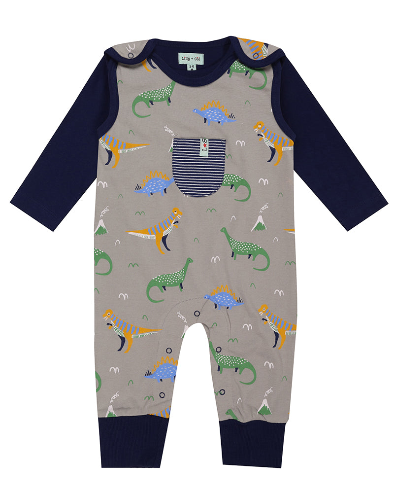 Lilly & Side Jersey Dungaree Set - Dinos