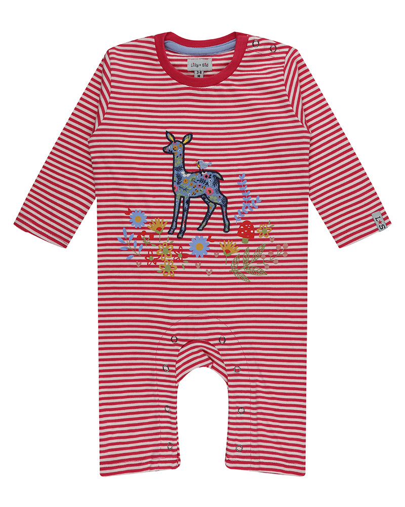 Lilly & Sid Little Deer Embroidered Playsuit