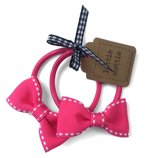 Bows on Hairbands Stitch Bright Pink (pair)