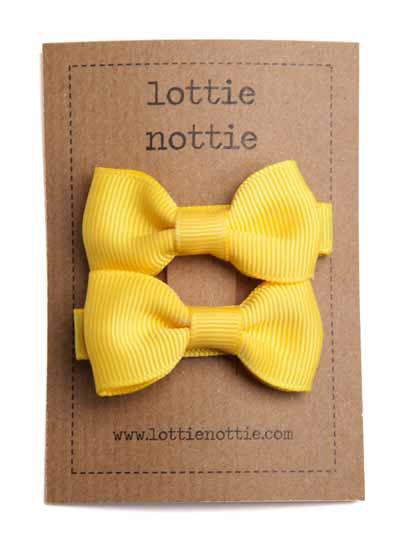Solid Bows Yellow - Hair Clips