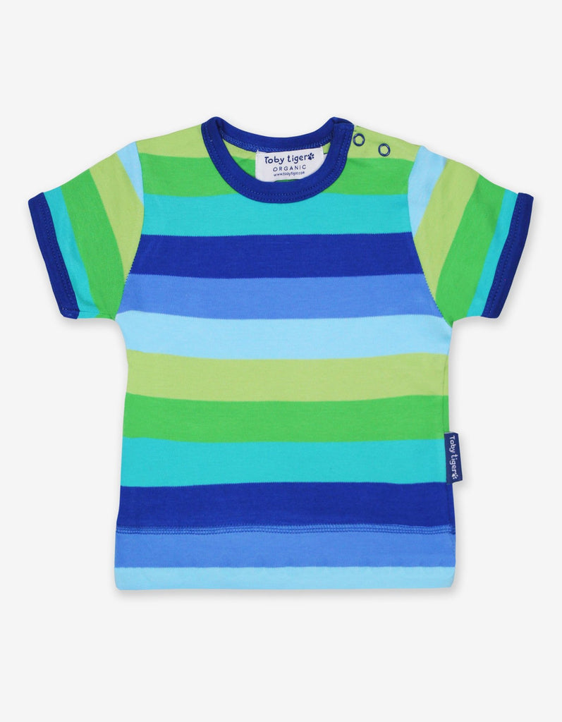 Toby Tiger Organic Blue Multi Stripe T-shirt