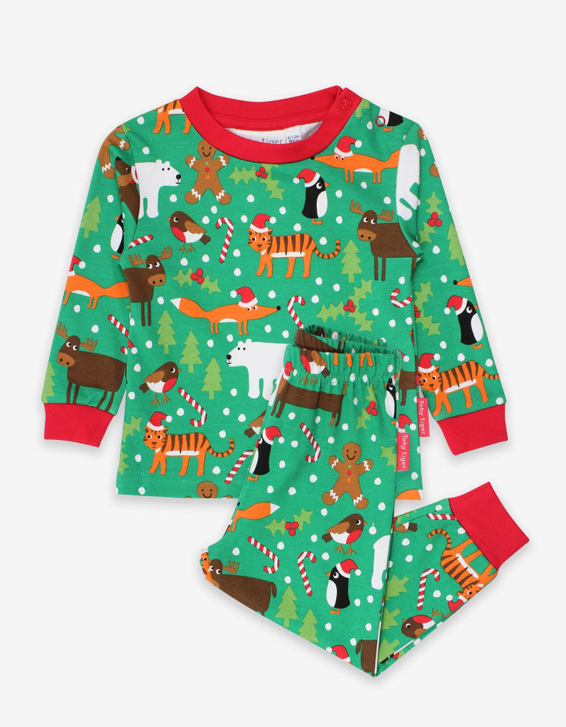 Toby Tiger Organic Christmas Print Pyjamas