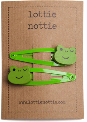Frogs on Green Clips - Hair Clips