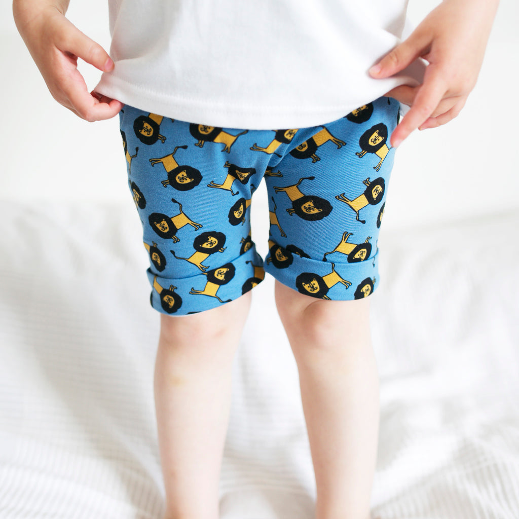 Fred & Noah Blue Lion Print Shorts