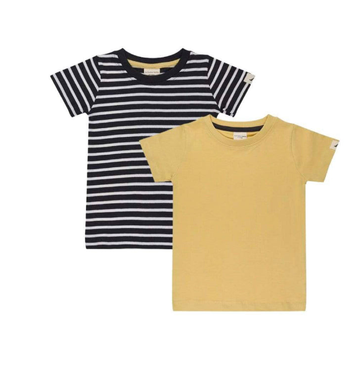 Turtledove London 2 Pack Layering T-shirt Stripe/Sunshine