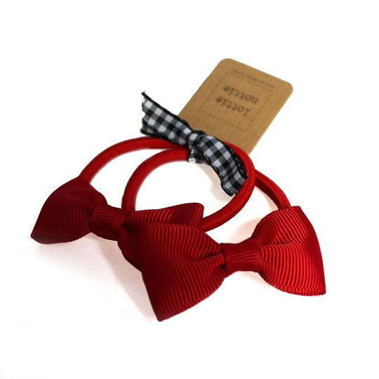 Bows on Hairbands Solid Red (pair)
