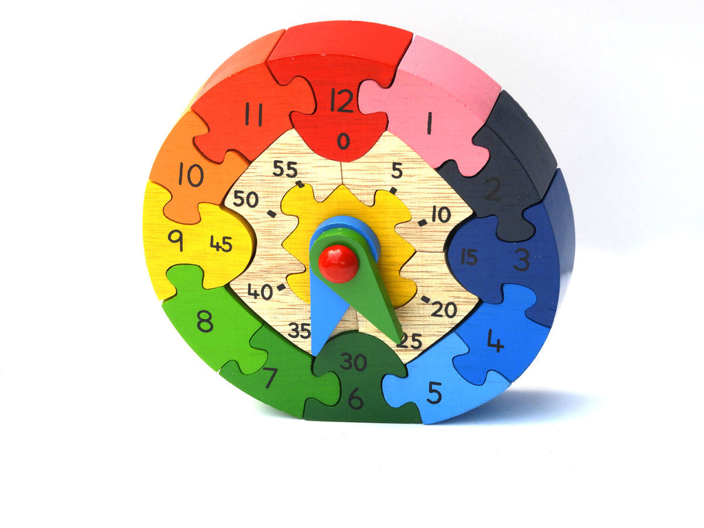 Wooden Clock Puzzle with Hour and Minute Hands